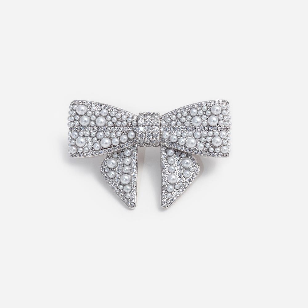 self portrait Pearl Embellished Bow Hairclip JEWELLERY