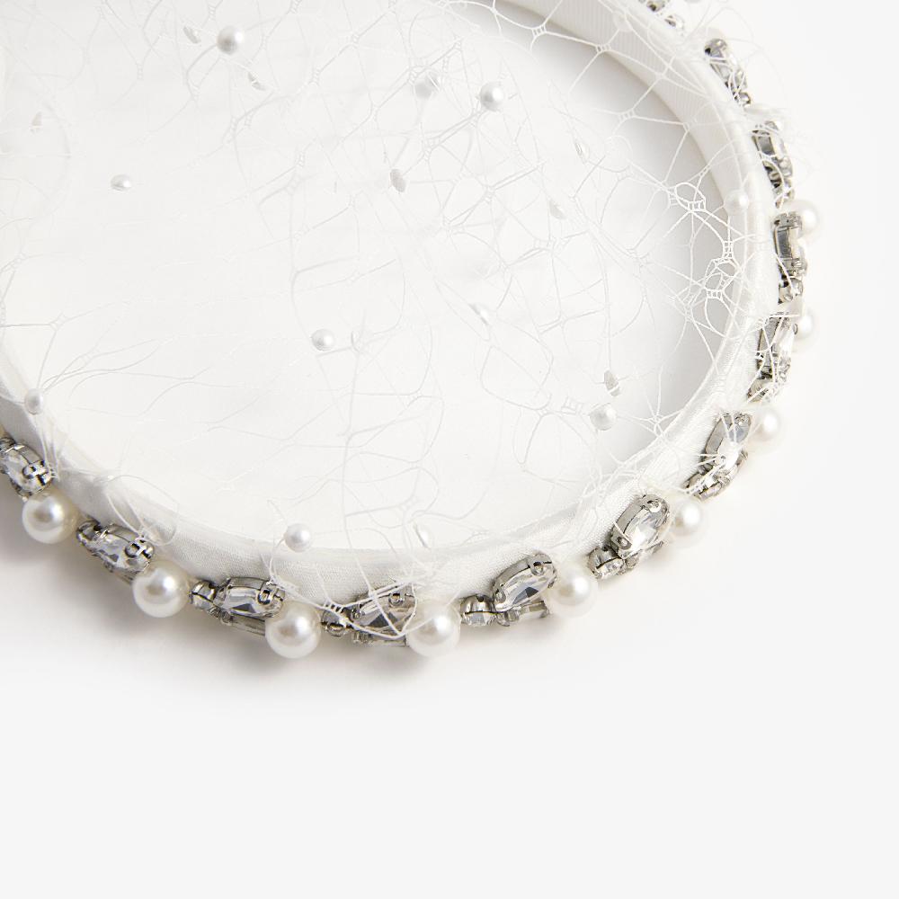 Self Portrait Pearl Embellished Veil Headband JEWELLERY