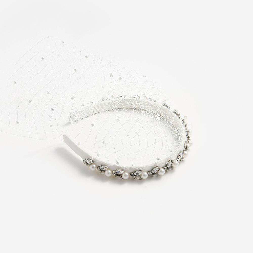 self portrait Pearl Embellished Veil Headband JEWELLERY