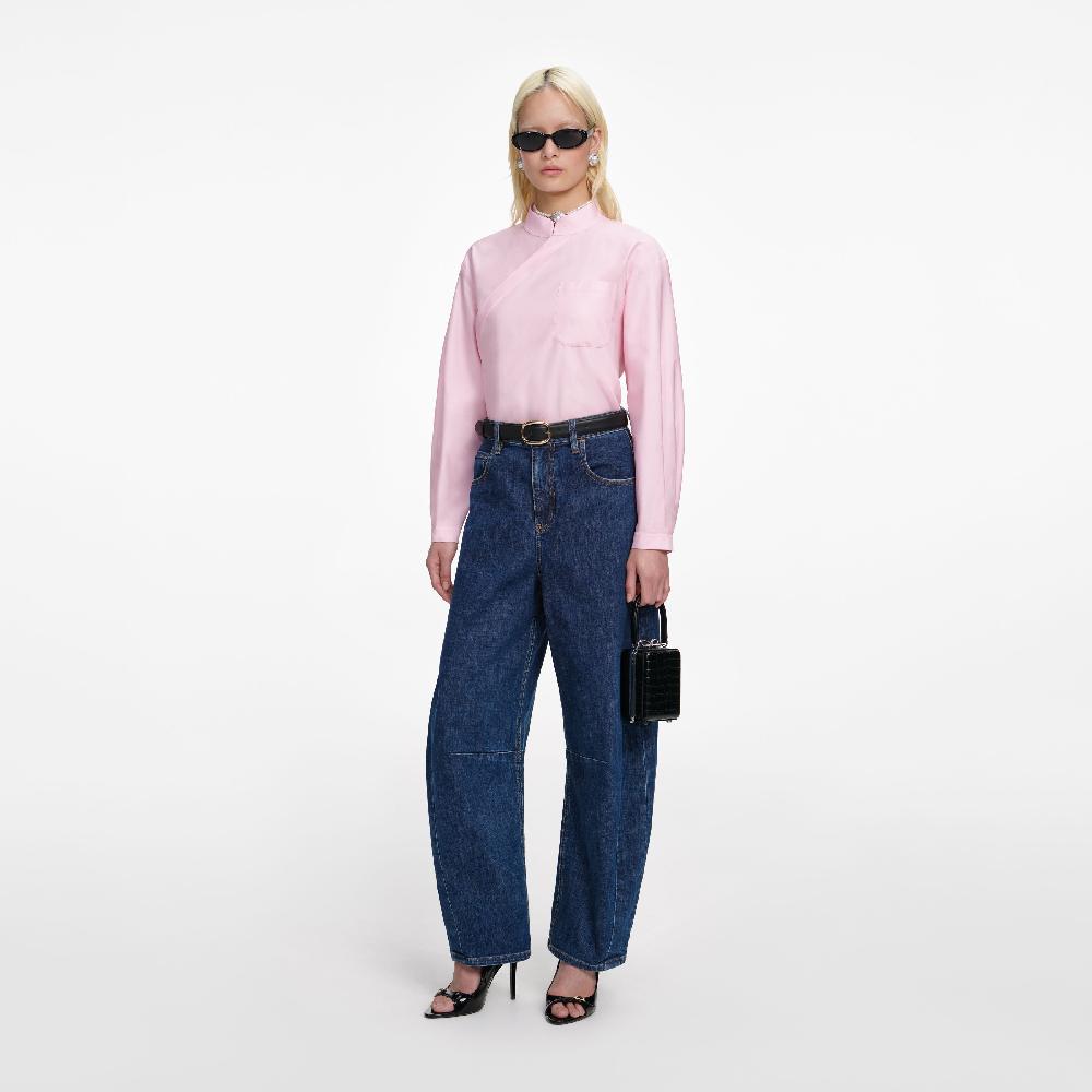 Self Portrait Pink Cotton Asymmetric Shirt CLOTHING