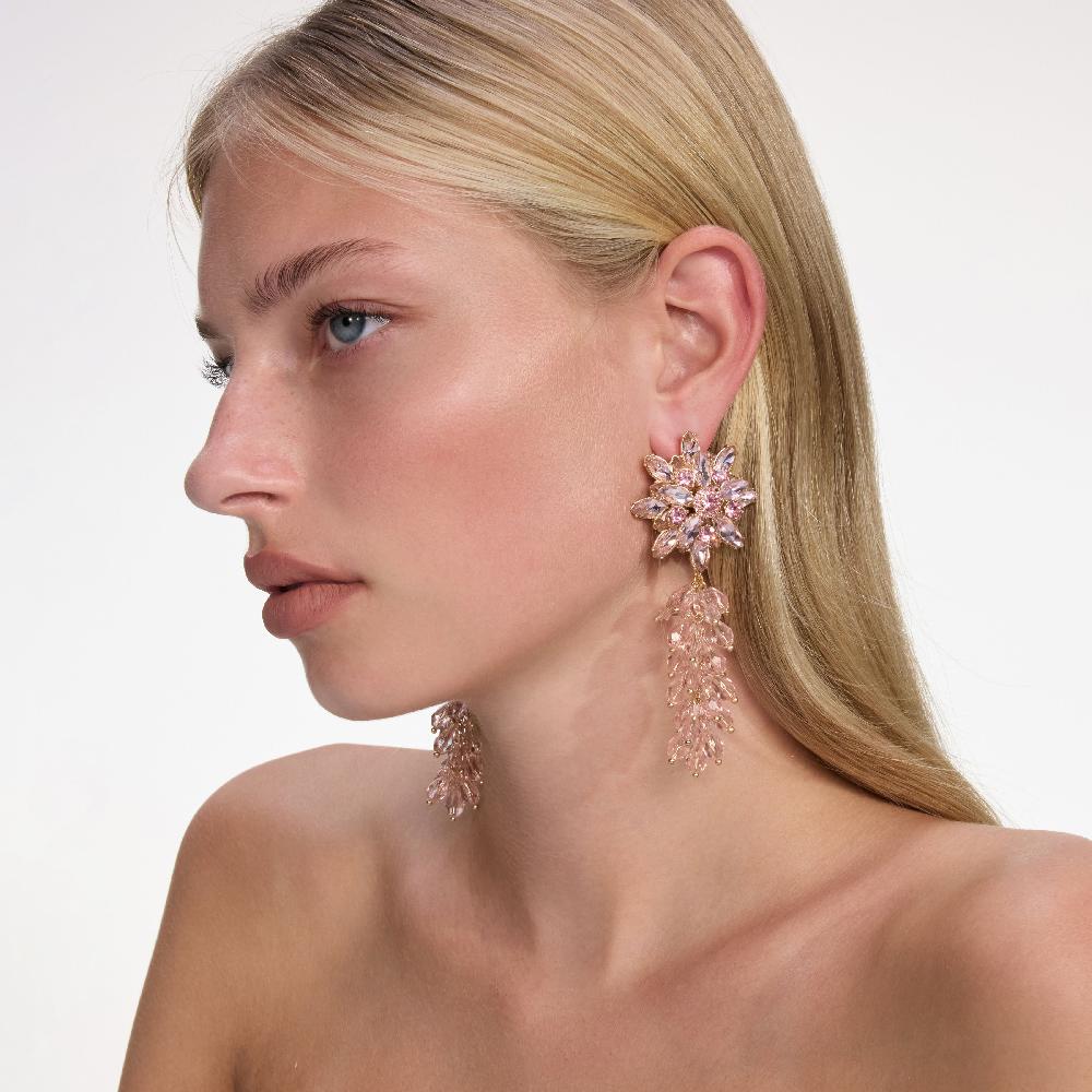 Self Portrait Pink Crystal Cluster Flower Earrings JEWELLERY