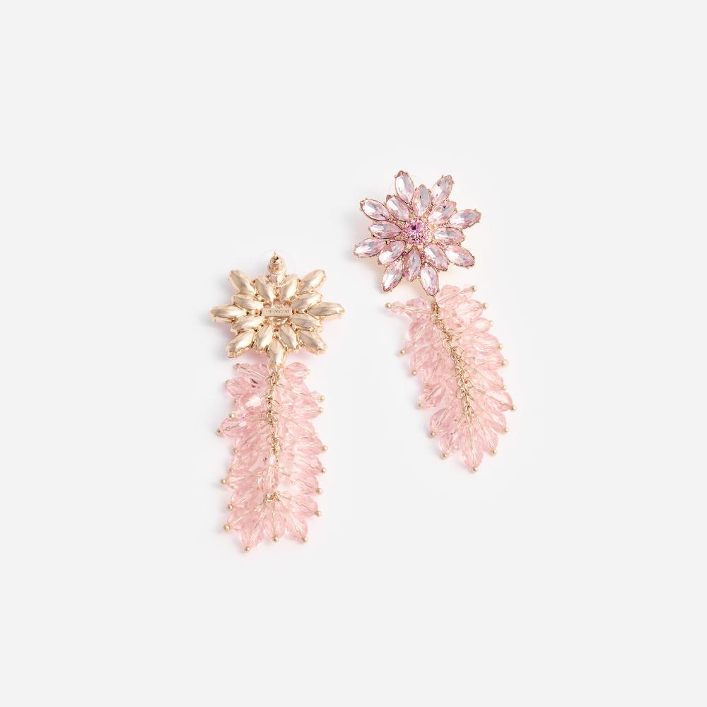 Self Portrait Pink Crystal Cluster Flower Earrings JEWELLERY