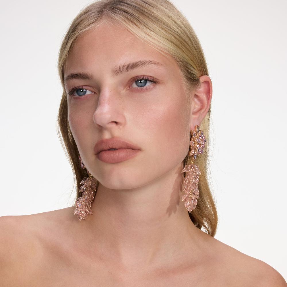 Self Portrait Pink Crystal Cluster Flower Earrings JEWELLERY