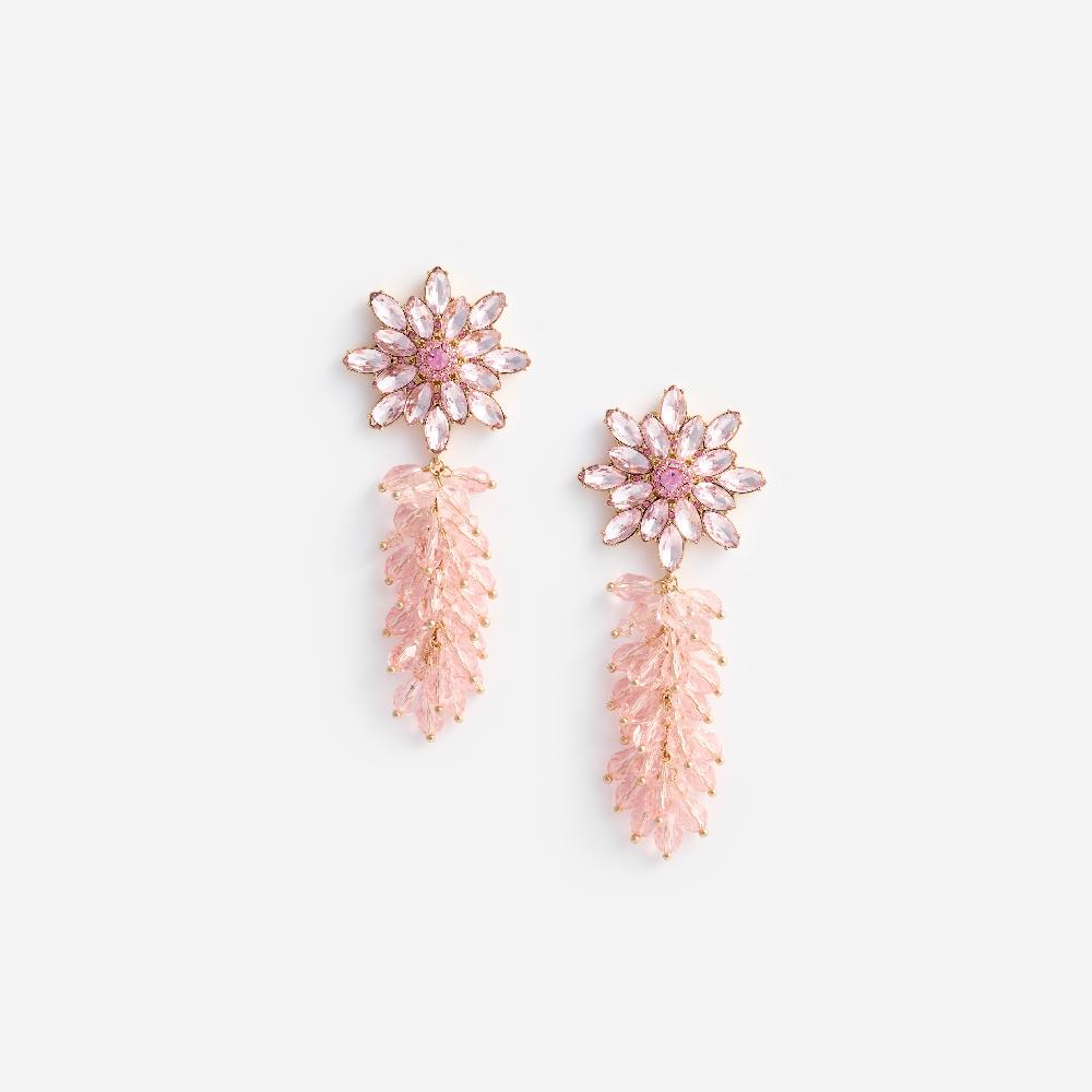 self portrait Pink Crystal Cluster Flower Earrings JEWELLERY