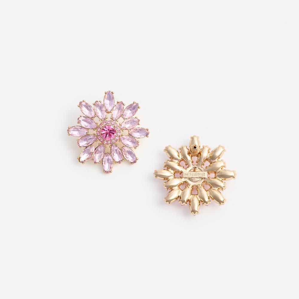 Self Portrait Pink Crystal Flower Earrings JEWELLERY
