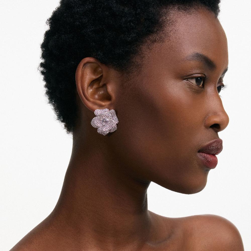 Self Portrait Pink Crystal Flower Earrings JEWELLERY