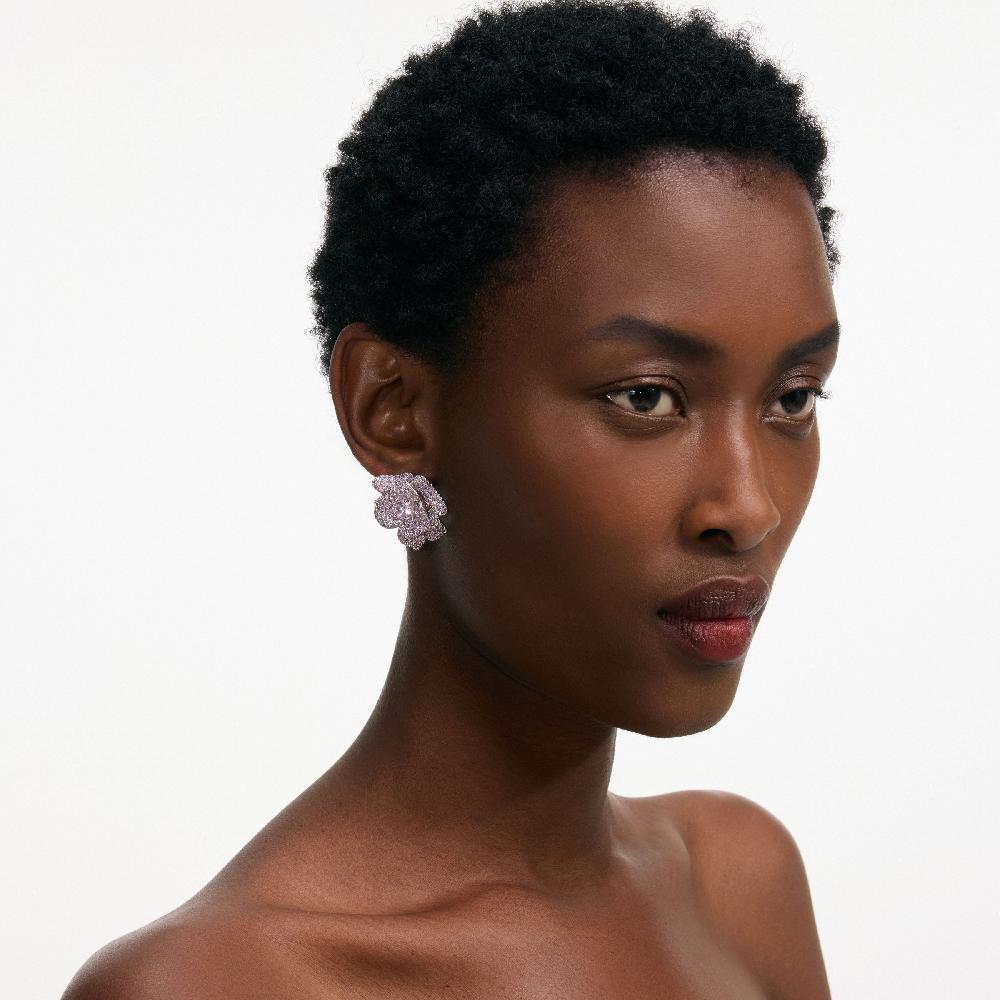 Self Portrait Pink Crystal Flower Earrings JEWELLERY
