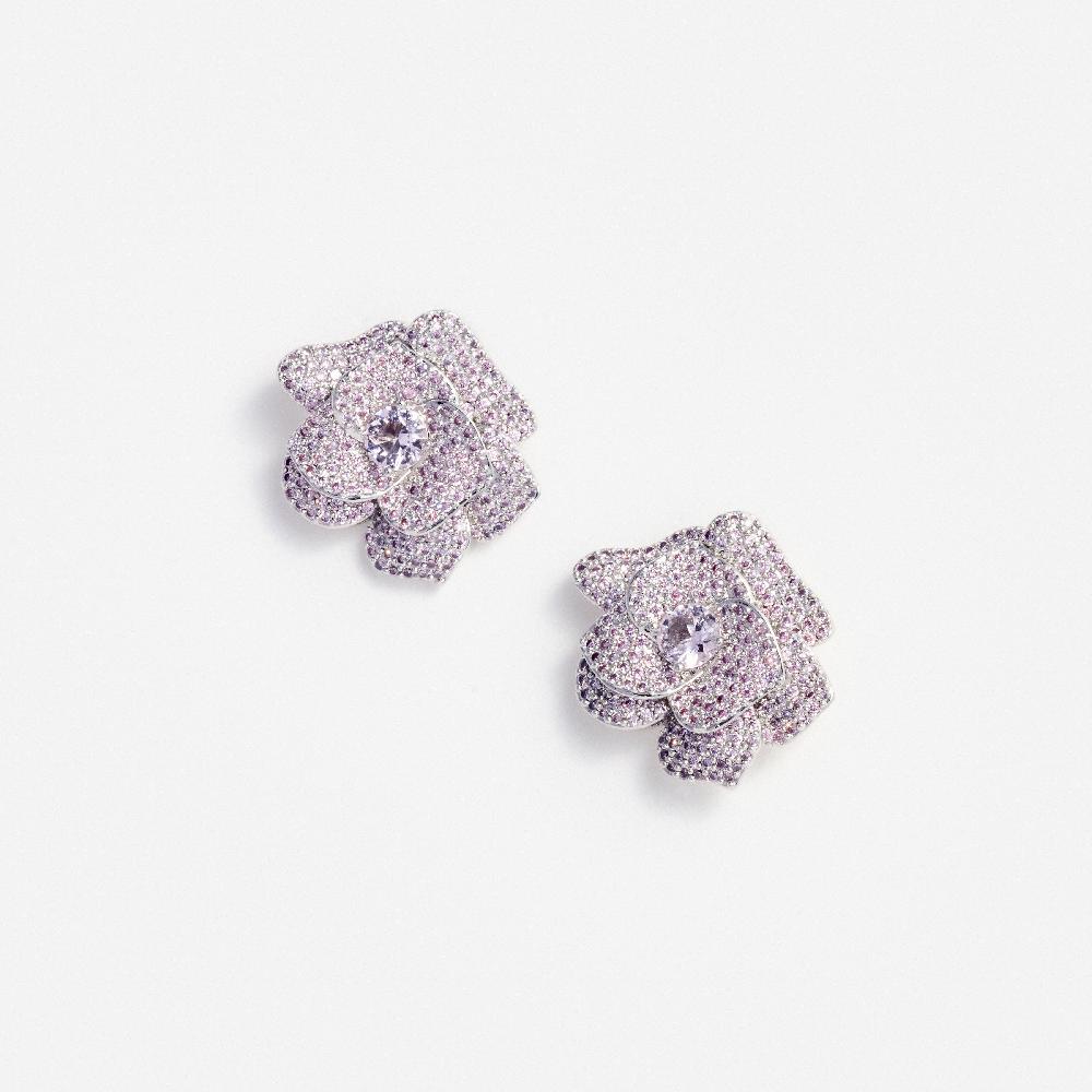 self portrait Pink Crystal Flower Earrings JEWELLERY