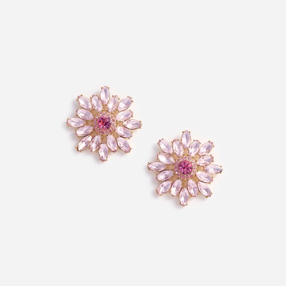self portrait Pink Crystal Flower Earrings JEWELLERY