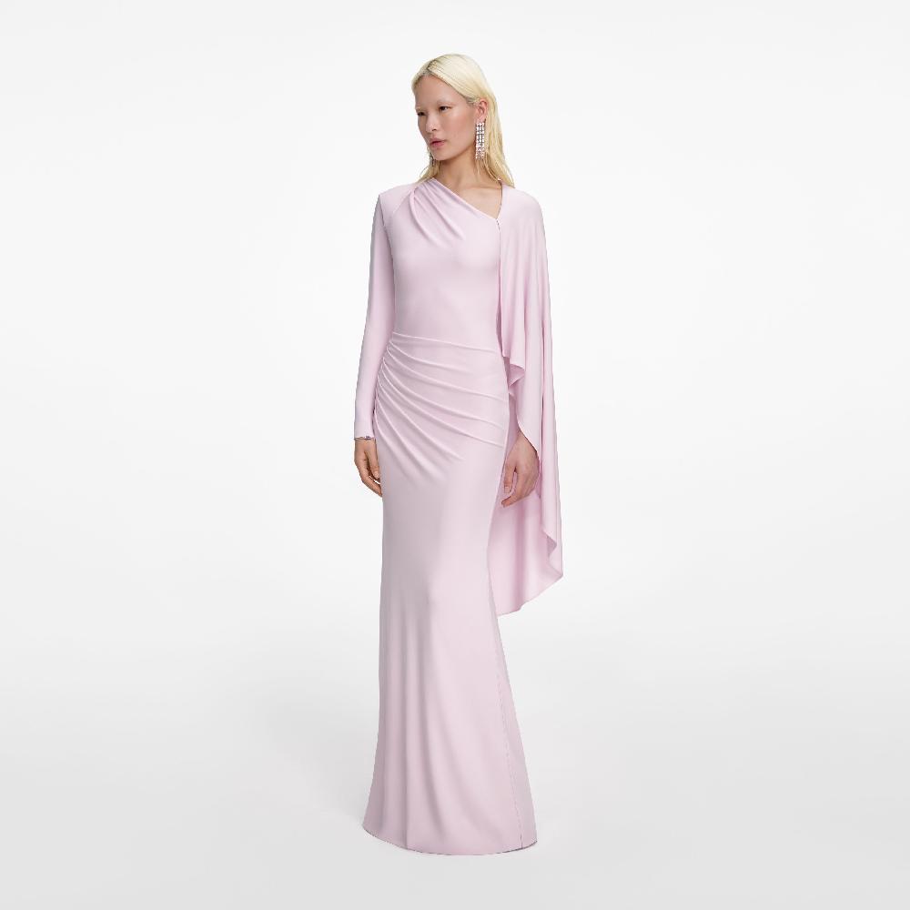 Self Portrait Pink Jersey Drape Maxi Dress CLOTHING