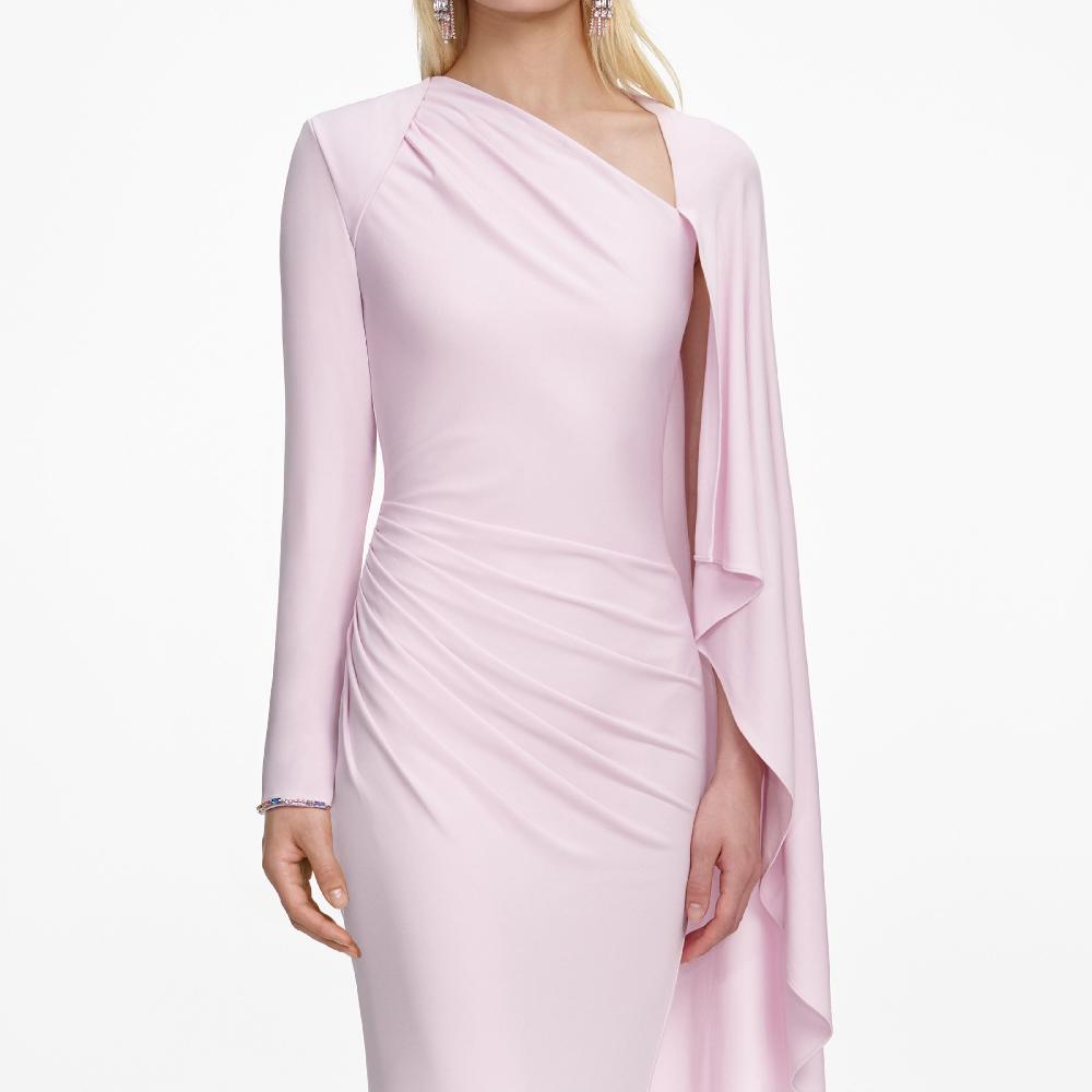 Self Portrait Pink Jersey Drape Maxi Dress CLOTHING