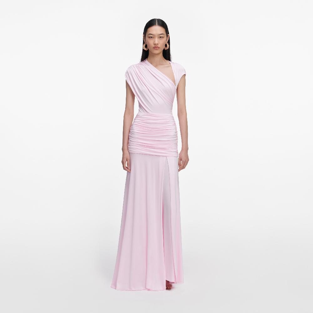 self portrait Pink Jersey Draped Maxi Dress CLOTHING