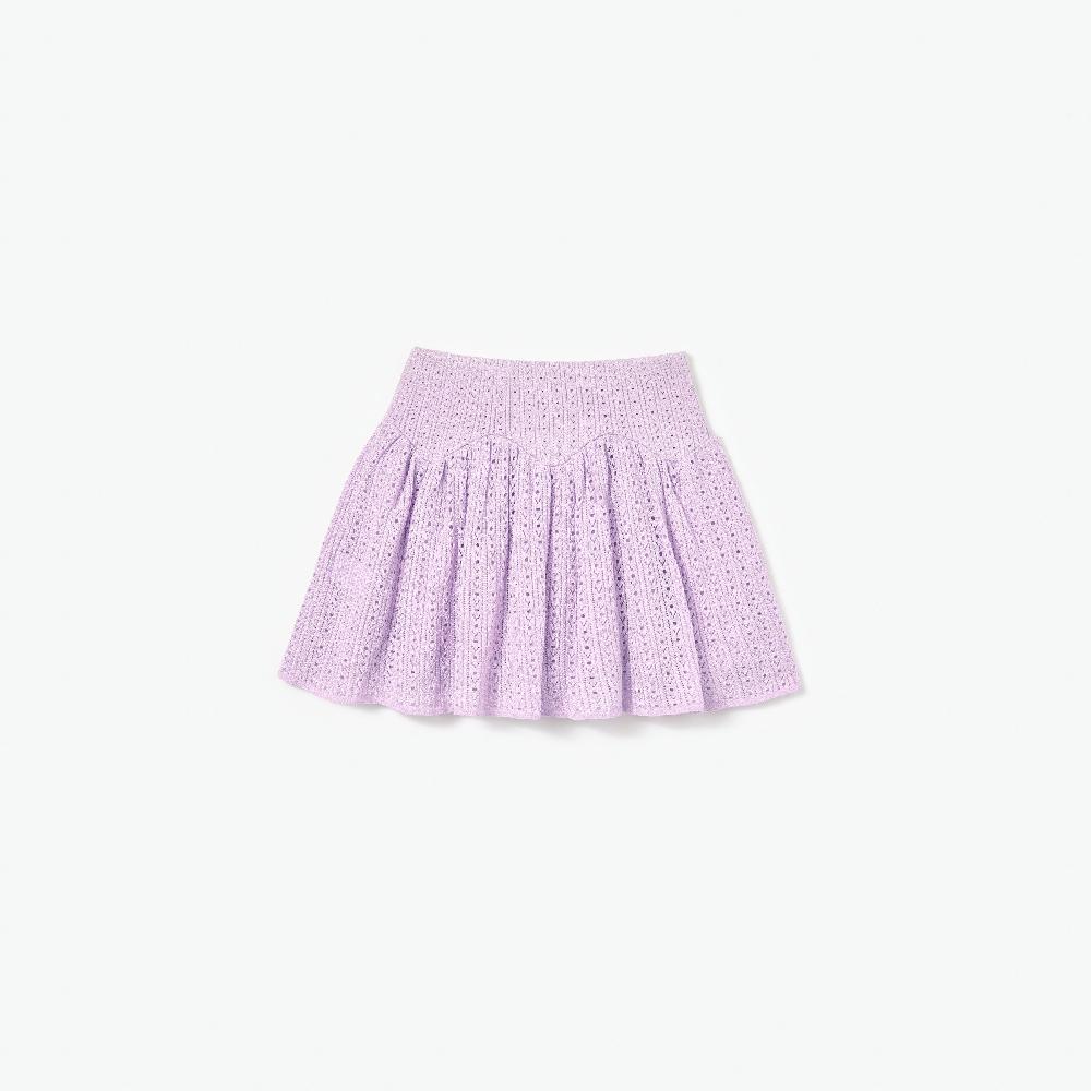 Self Portrait Pink Pointelle Ribbed Knit Skirt KIDS