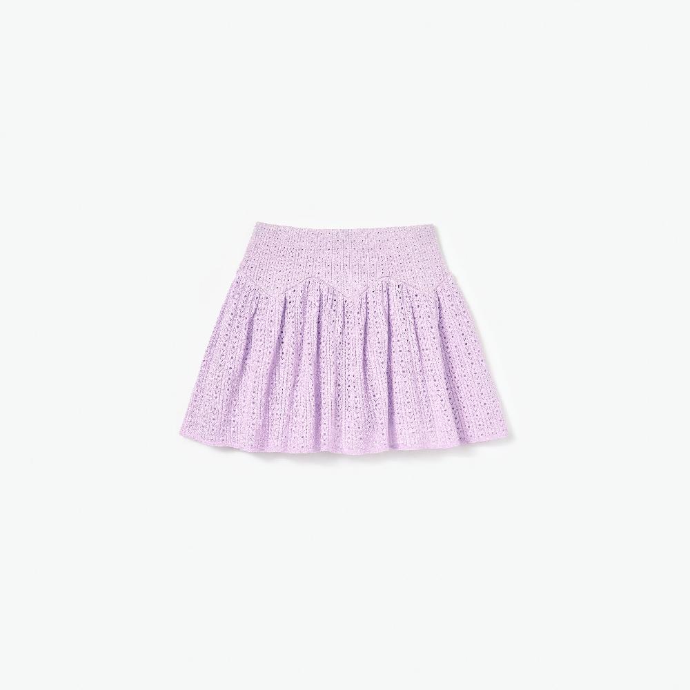 self portrait Pink Pointelle Ribbed Knit Skirt KIDS