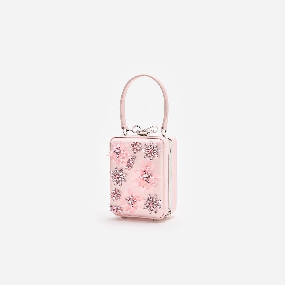 Self Portrait Pink Satin Floral Beaded Micro Bag BAGS