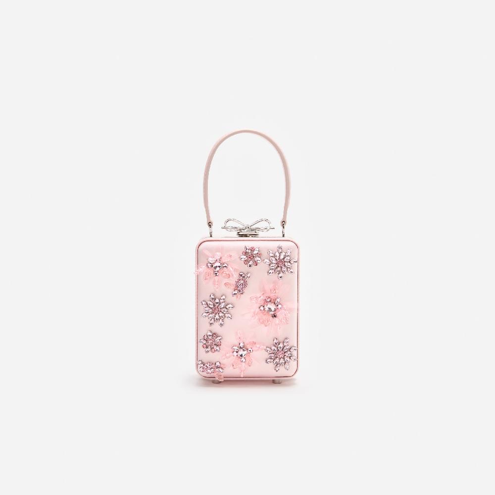 self portrait Pink Satin Floral Beaded Micro Bag BAGS