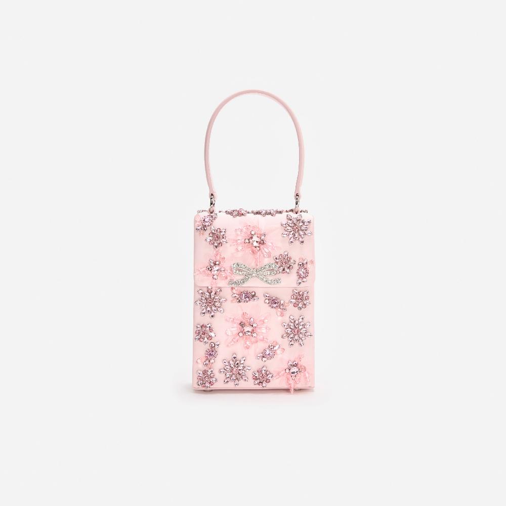 self portrait Pink Satin Floral Crystal Mini Bag BAGS