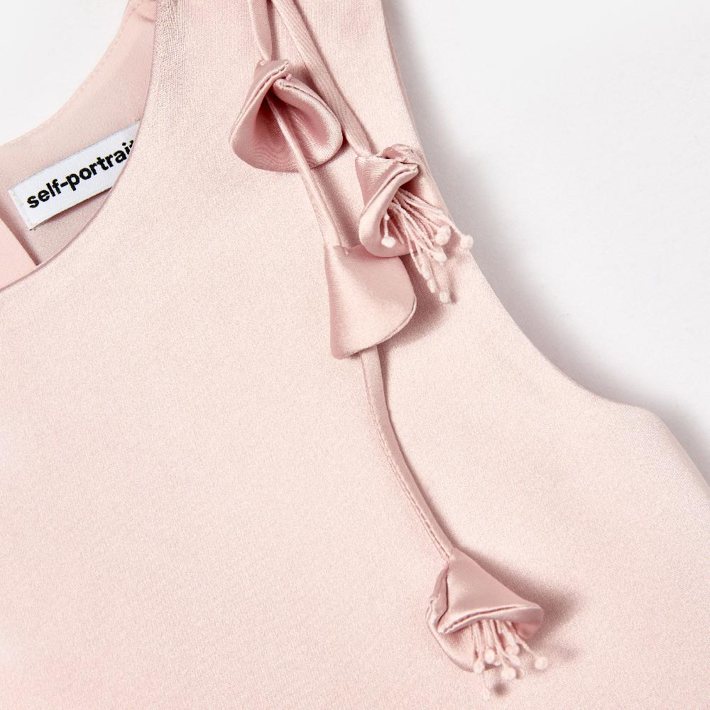 Self Portrait Pink Satin Sleeveless Flower Dress KIDS