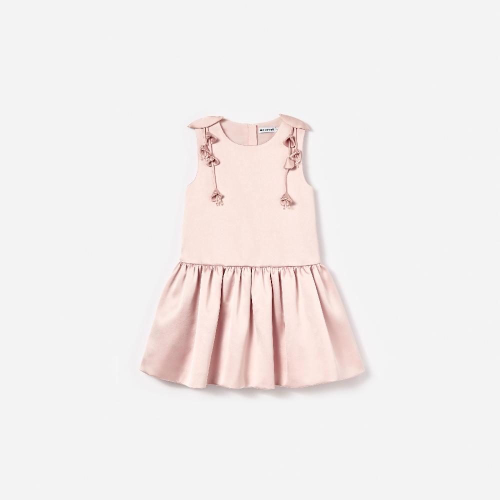 self portrait Pink Satin Sleeveless Flower Dress KIDS