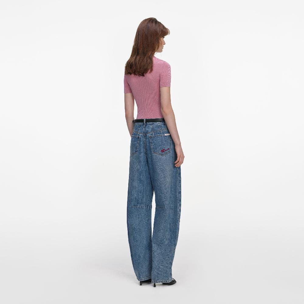 Self Portrait Pink Short Sleeve Viscose Knit Top CLOTHING