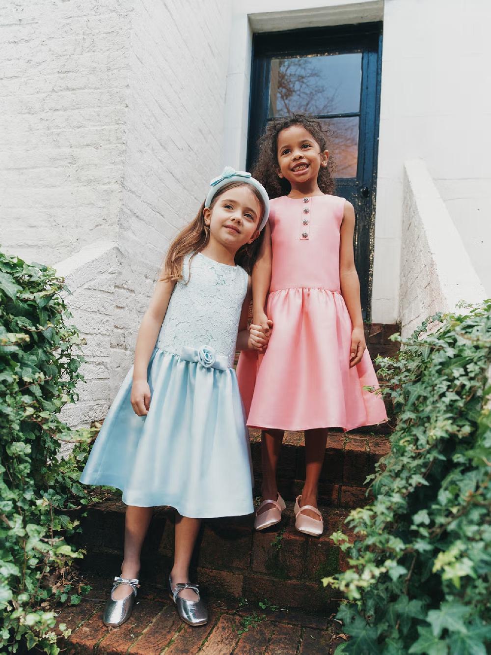 Self Portrait Pink Taffeta Crystal Embellished Dress KIDS