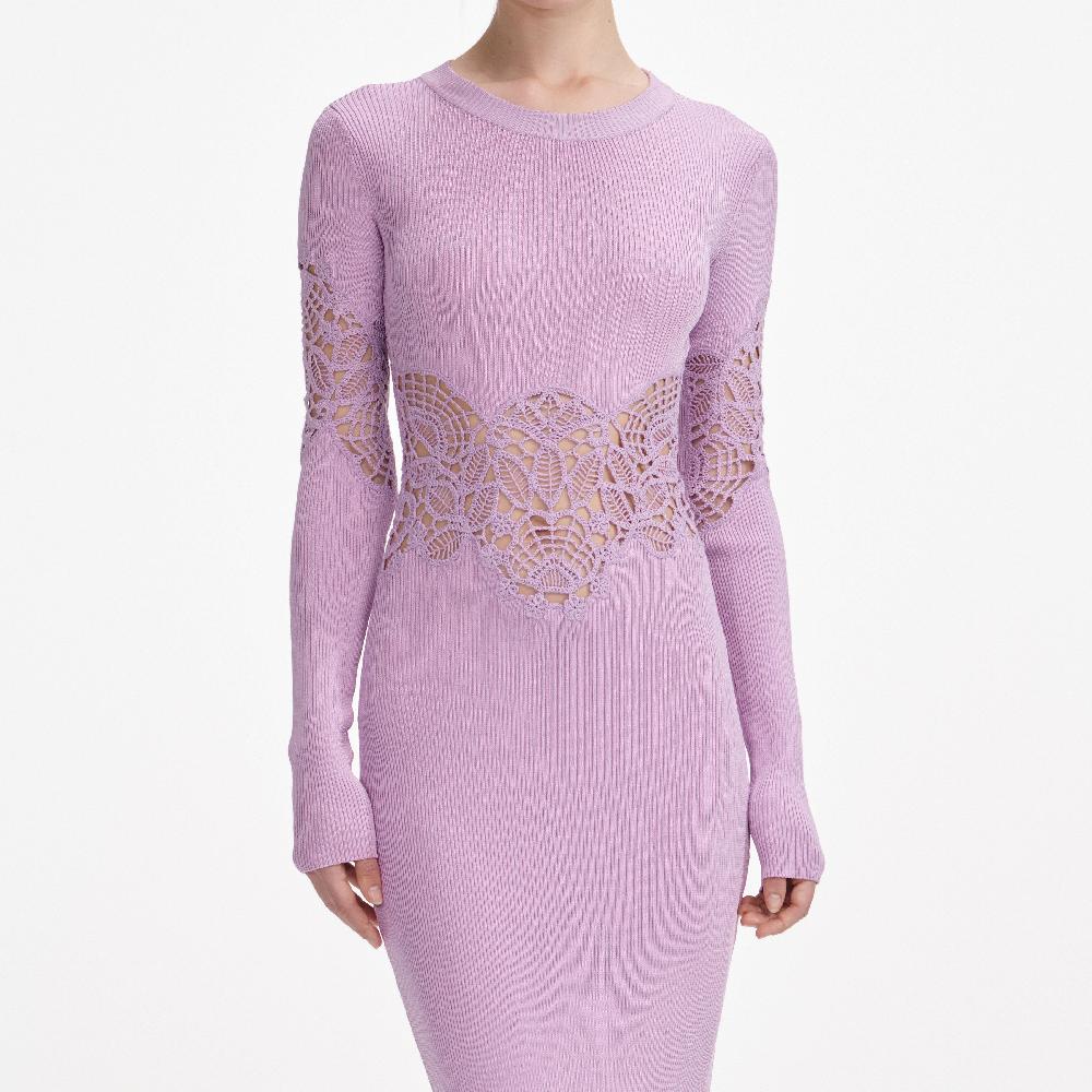 Self Portrait Pink Viscose Knit Cut Out Maxi Dress CLOTHING