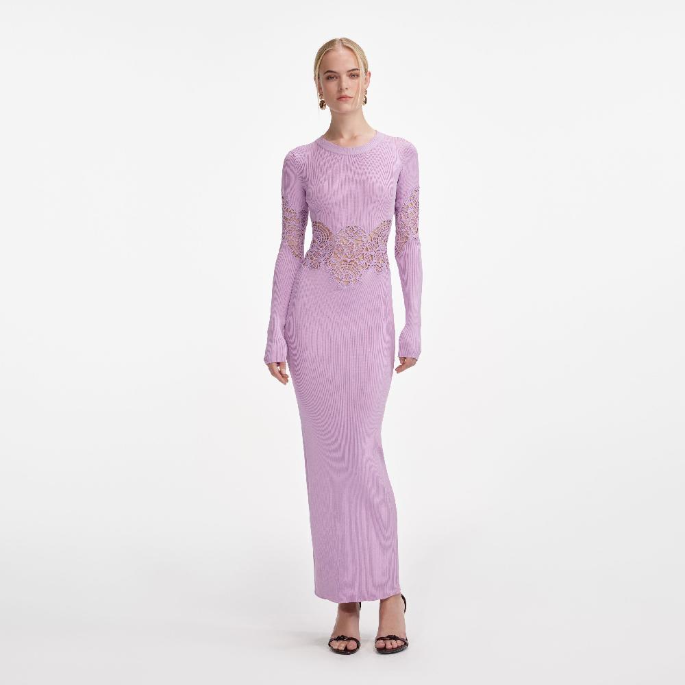 self portrait Pink Viscose Knit Cut Out Maxi Dress CLOTHING