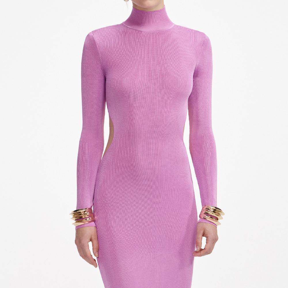 Self Portrait Pink Viscose Knit Maxi Dress CLOTHING