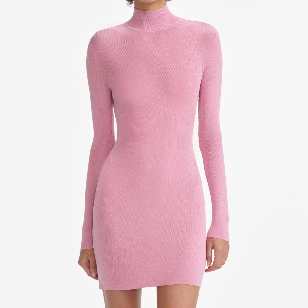 Self Portrait Pink Viscose Knit Mini Dress CLOTHING