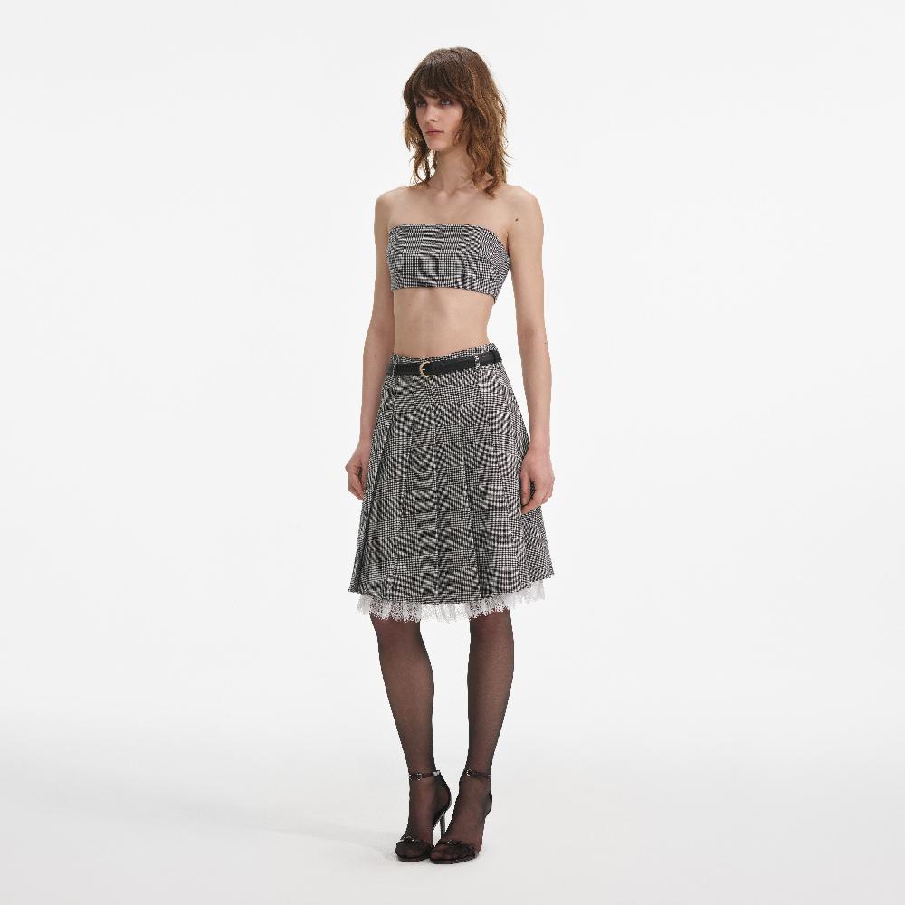 Self Portrait Prince Of Wales Check Pleated Midi Skirt CLOTHING