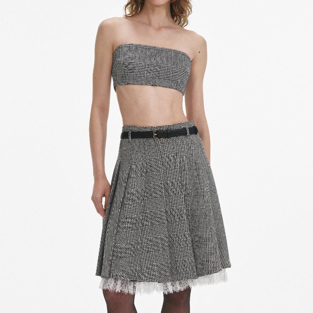 Self Portrait Prince Of Wales Check Pleated Midi Skirt CLOTHING