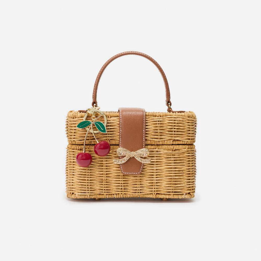 self portrait Rattan Cherry Charm Mini Basket Bag BAGS
