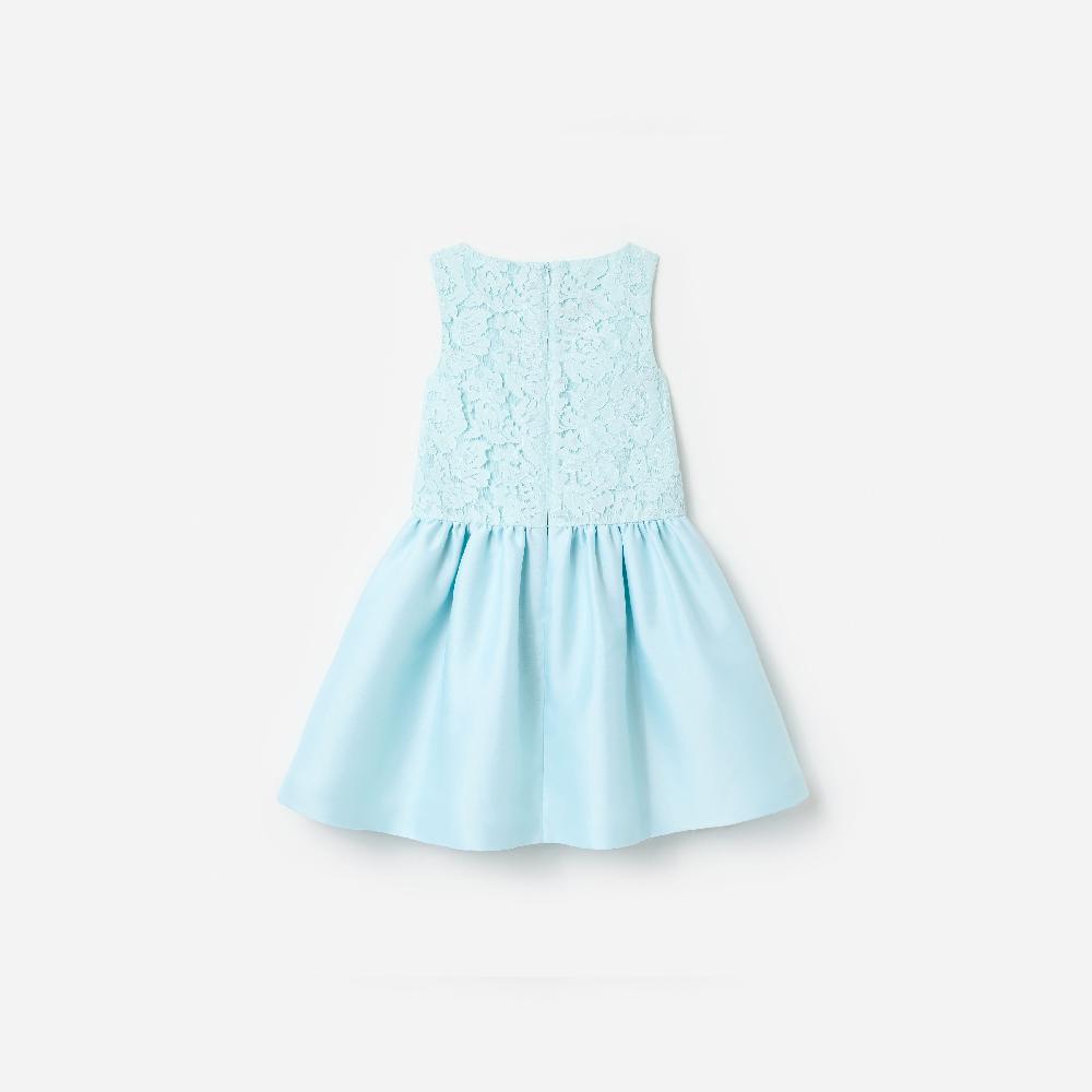 Self Portrait Aqua Taffeta Lace Bow Dress KIDS