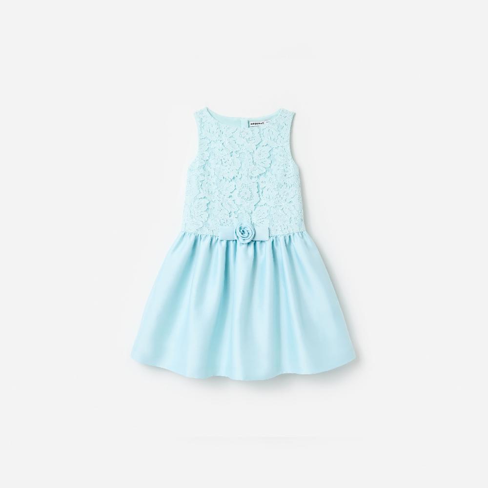 self portrait Aqua Taffeta Lace Bow Dress KIDS