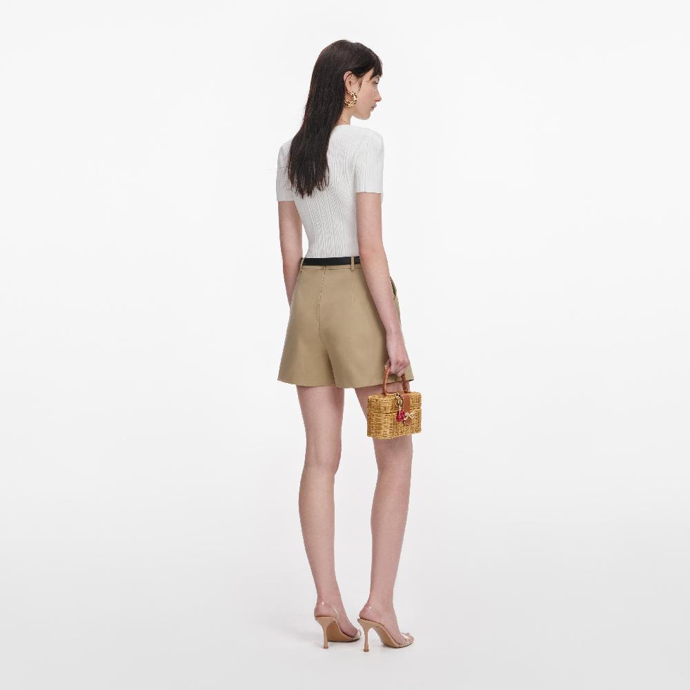 Self Portrait Beige Cotton Skort CLOTHING