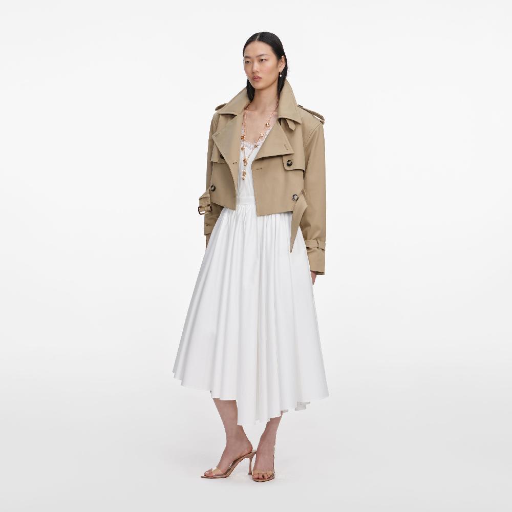 Self Portrait Beige Cropped Trench Jacket CLOTHING