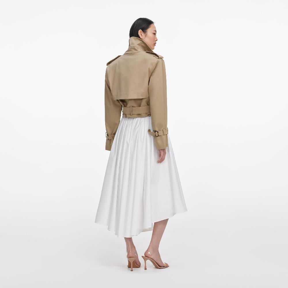 Self Portrait Beige Cropped Trench Jacket CLOTHING