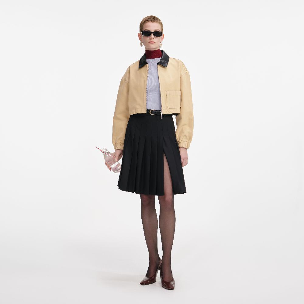 self portrait Beige Denim Cropped Jacket CLOTHING