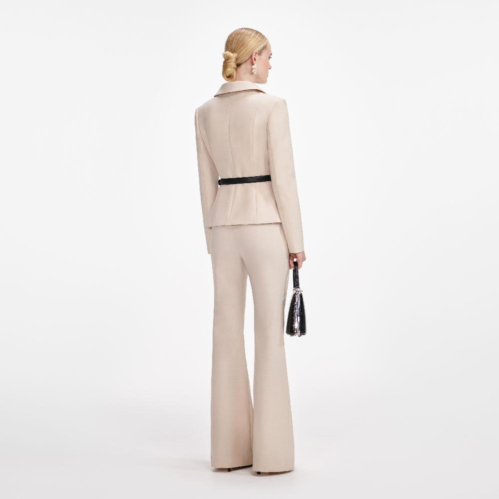 Self Portrait Beige Twill Jumpsuit CLOTHING