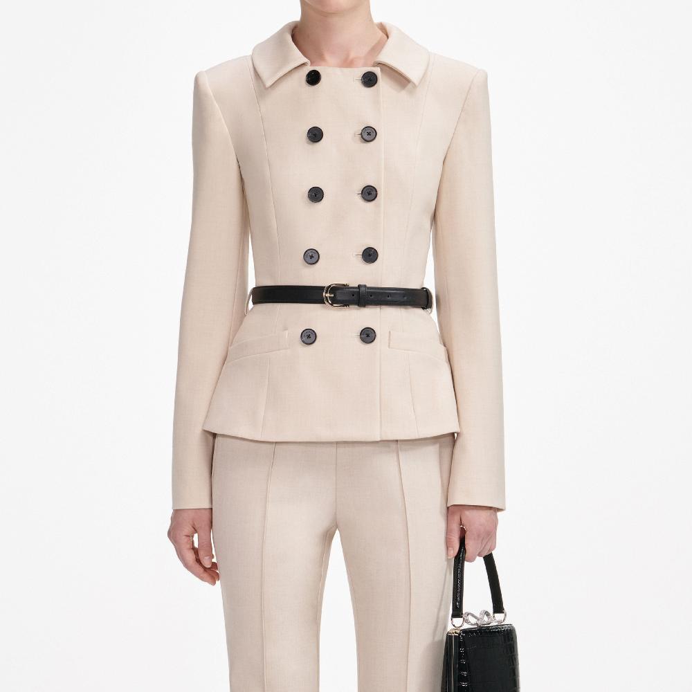 Self Portrait Beige Twill Jumpsuit CLOTHING