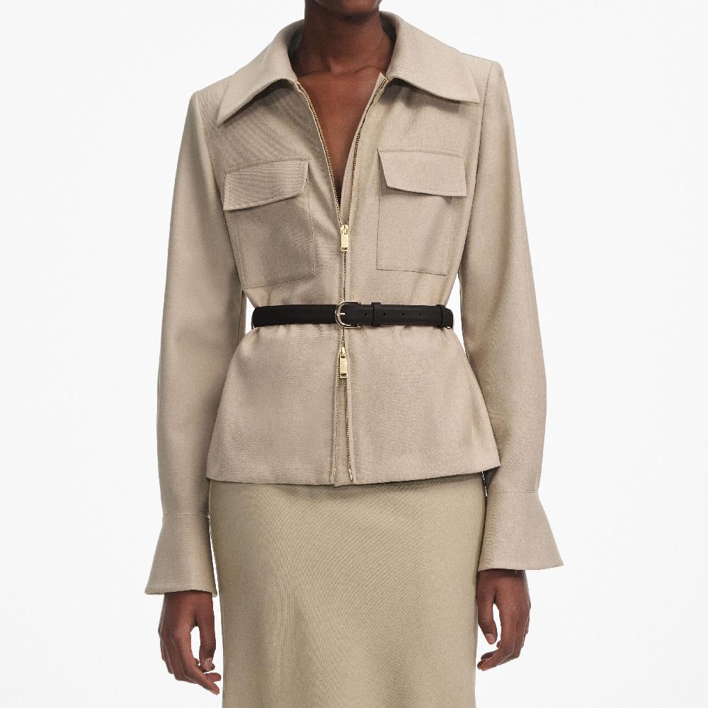 Self Portrait Beige Twill Maxi Dress CLOTHING