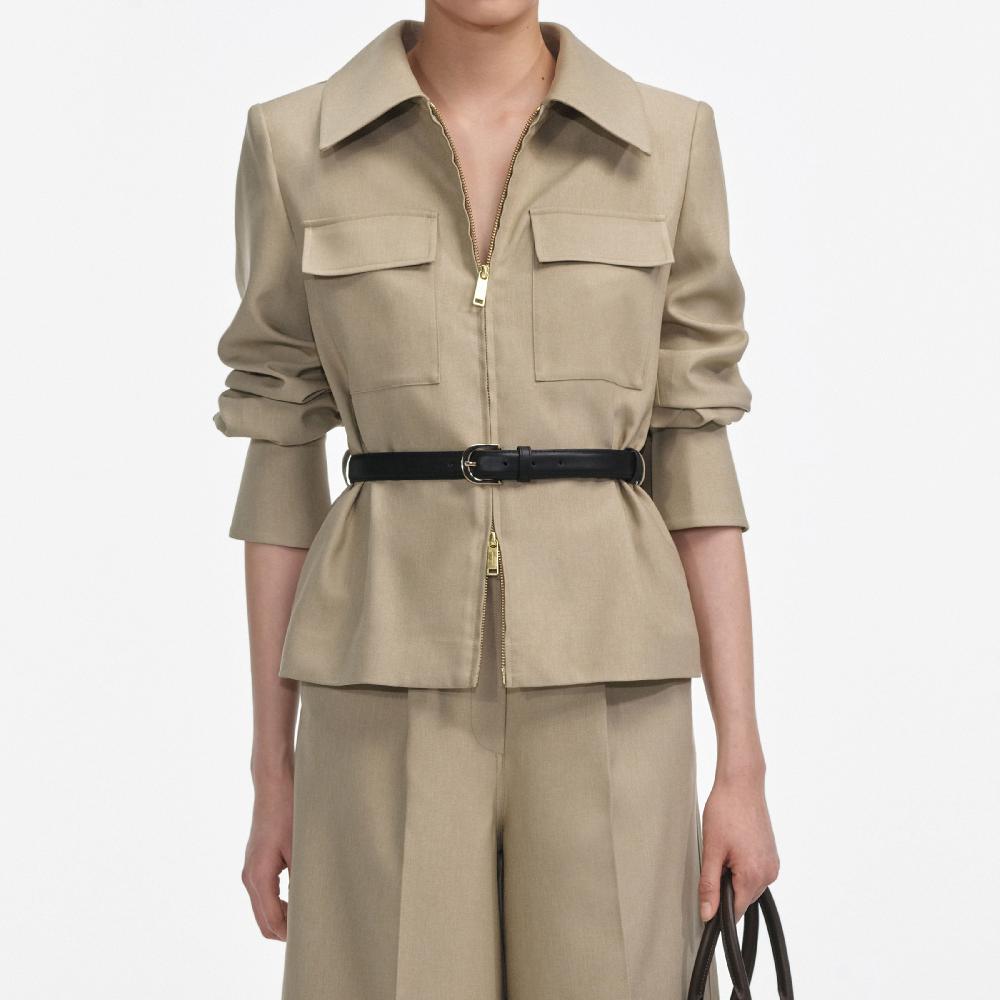 Self Portrait Beige Twill Playsuit CLOTHING