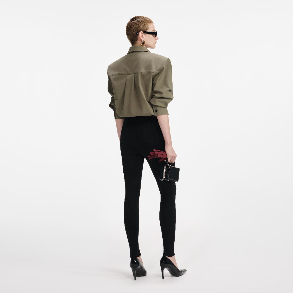 Self Portrait Black Belted Knit Leggings CLOTHING