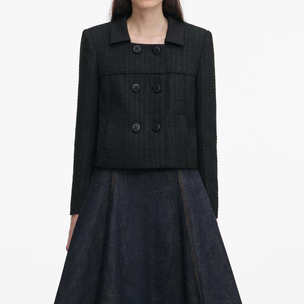 Self Portrait Black Boucle Cropped Jacket CLOTHING