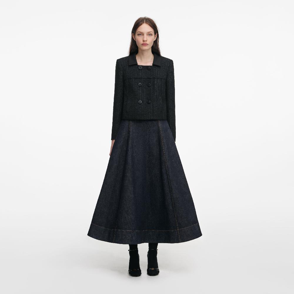 self portrait Black Boucle Cropped Jacket CLOTHING