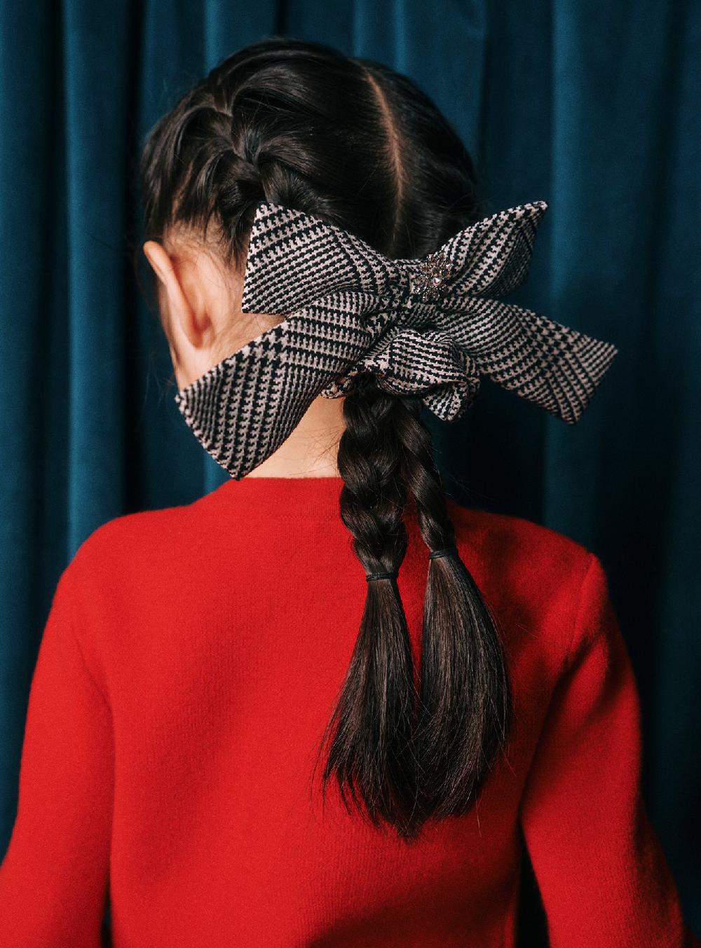 Self Portrait Black Check Hair Bow KIDS