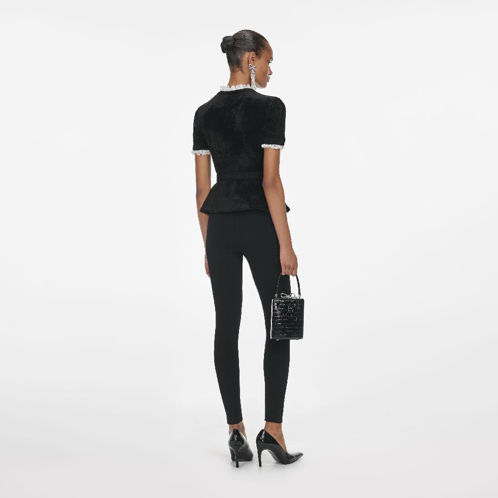 Self Portrait Black Chenille Knit Top CLOTHING