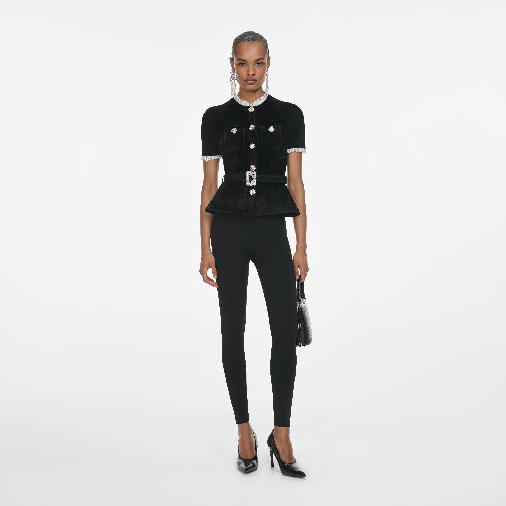 self portrait Black Chenille Knit Top CLOTHING