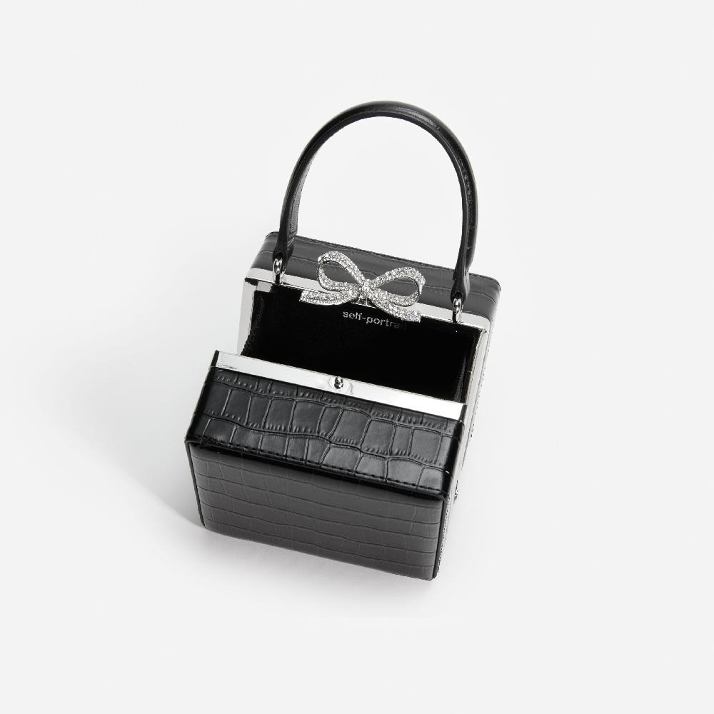 Self Portrait Black Croc Micro Bag BAGS