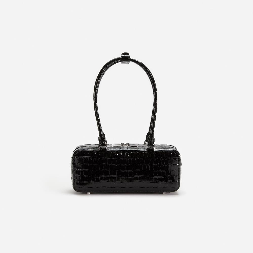 Self Portrait Black Croc Shoulder Bag BAGS